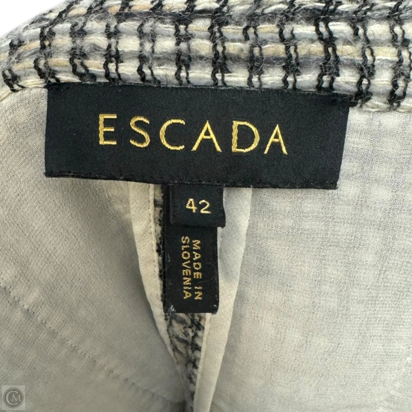 Wool Mohair Tweed Blazer Designer By Escada In Multi-colored, Size: S