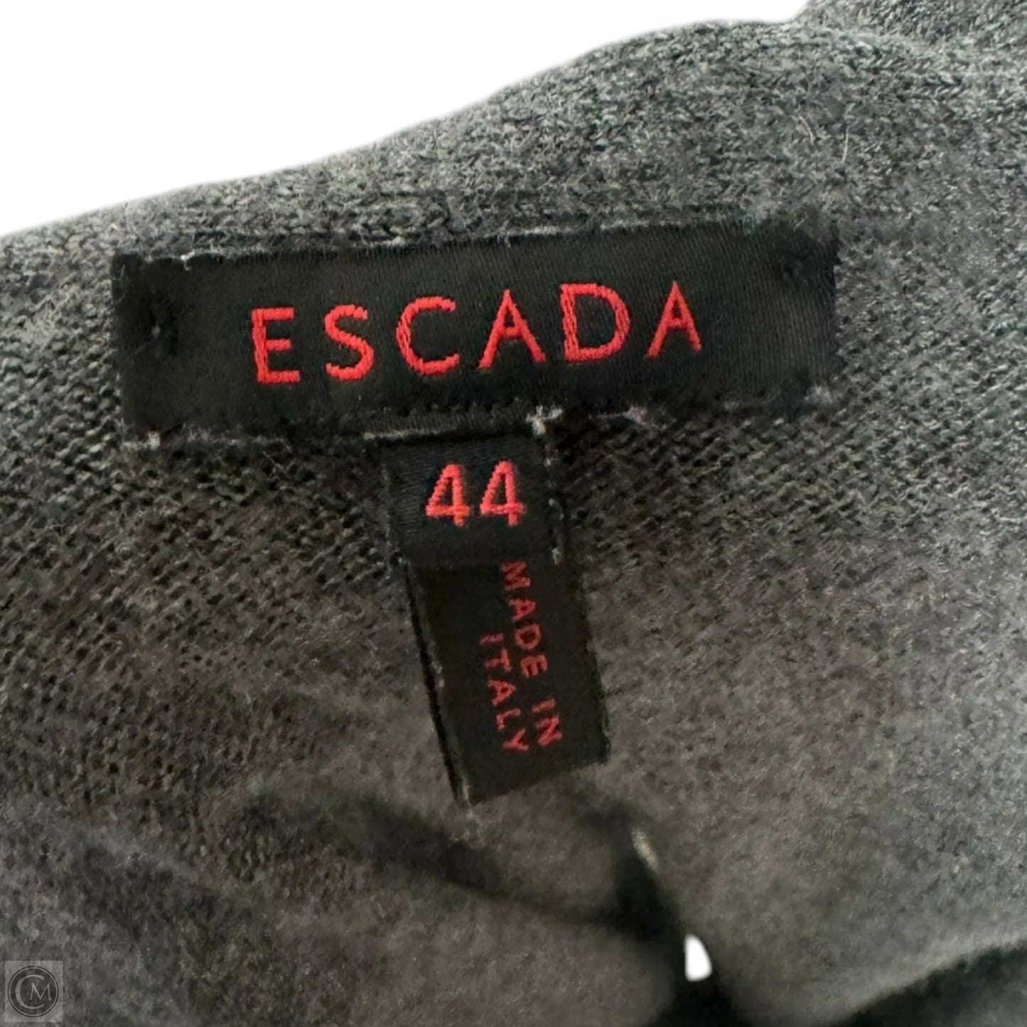 Wool Blend Ruffle Sweater Designer By Escada In Grey, Size: M