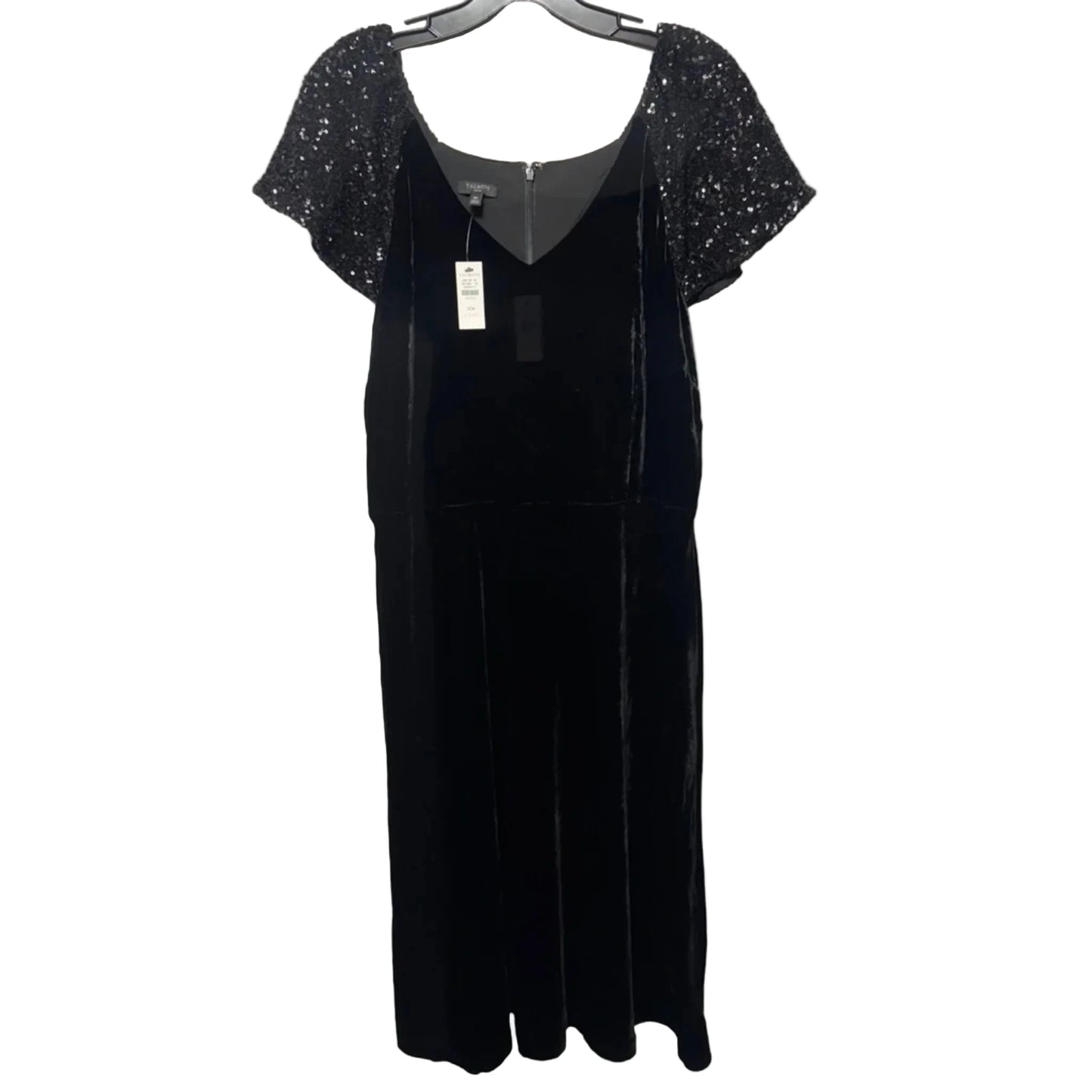 Velvet Sequin Sleeve Party Dress By Talbots In Black, Size: 10p