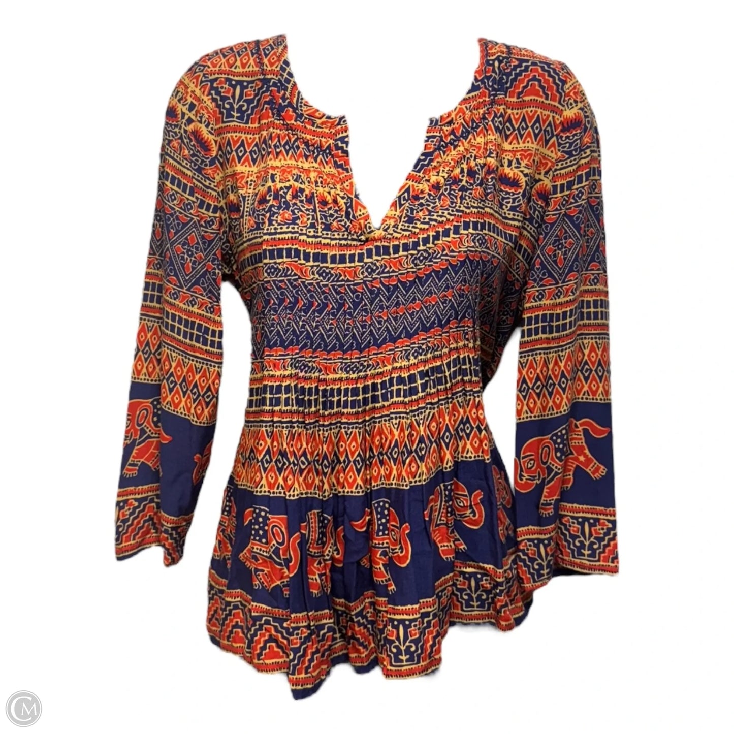 Top 3/4 Sleeve By Vanessa and Virginia In Blue & Red, Size: 4