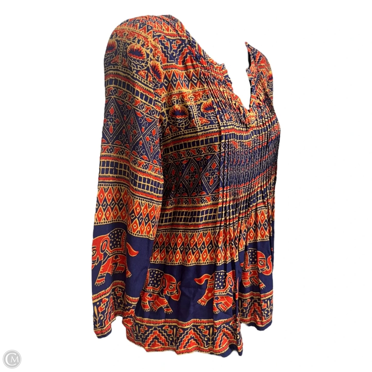 Top 3/4 Sleeve By Vanessa and Virginia In Blue & Red, Size: 4