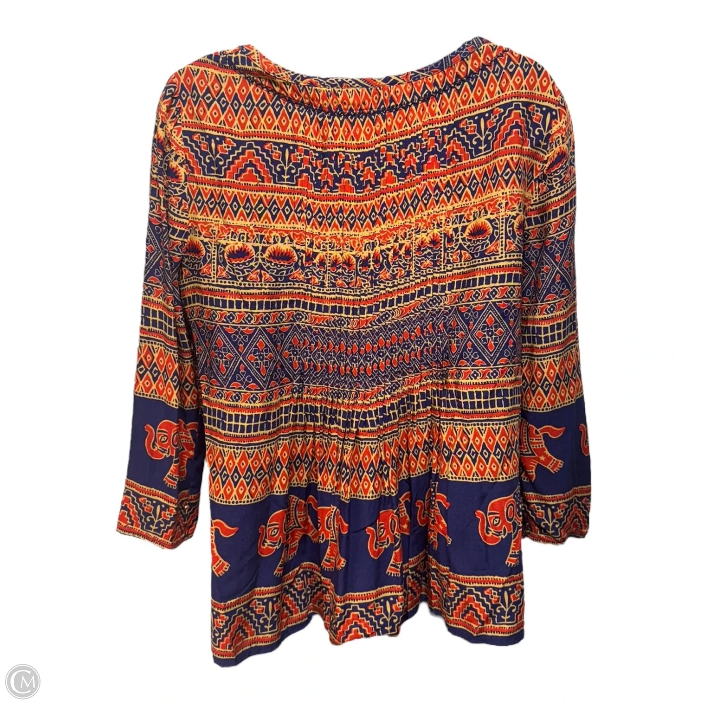 Top 3/4 Sleeve By Vanessa and Virginia In Blue & Red, Size: 4