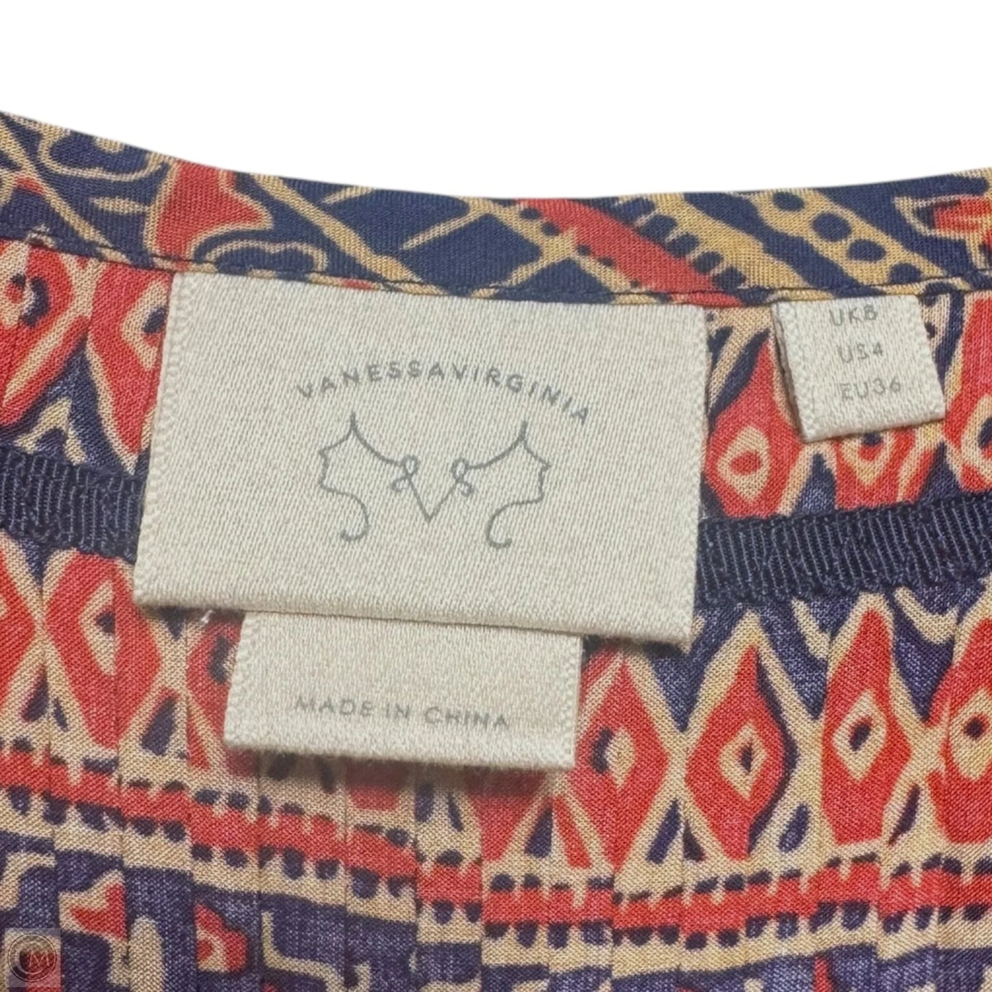 Top 3/4 Sleeve By Vanessa and Virginia In Blue & Red, Size: 4