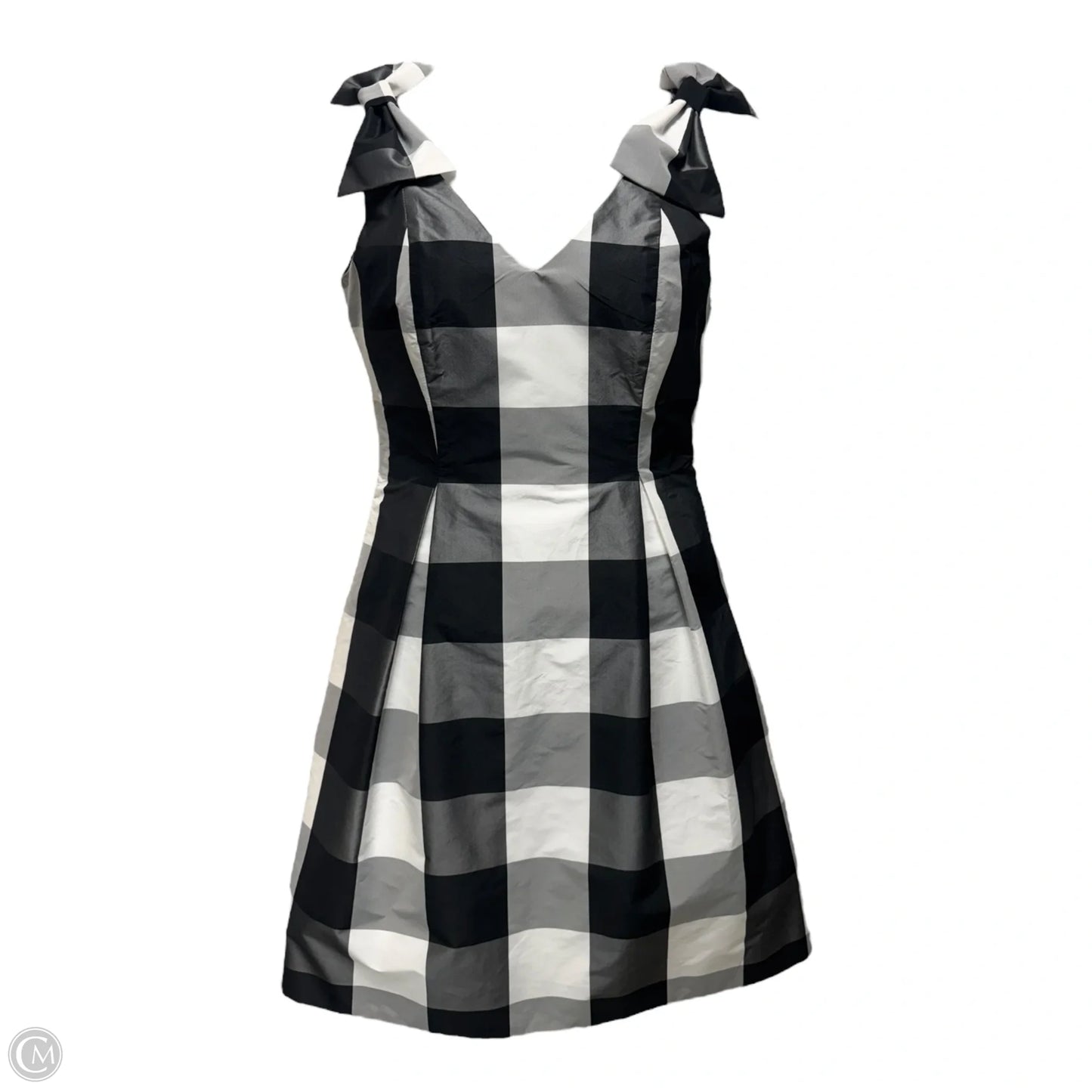 Penelope Bow Gingham Taffeta Dress Casual Short By Tyler Boe In Checkered Pattern, Size: 8
