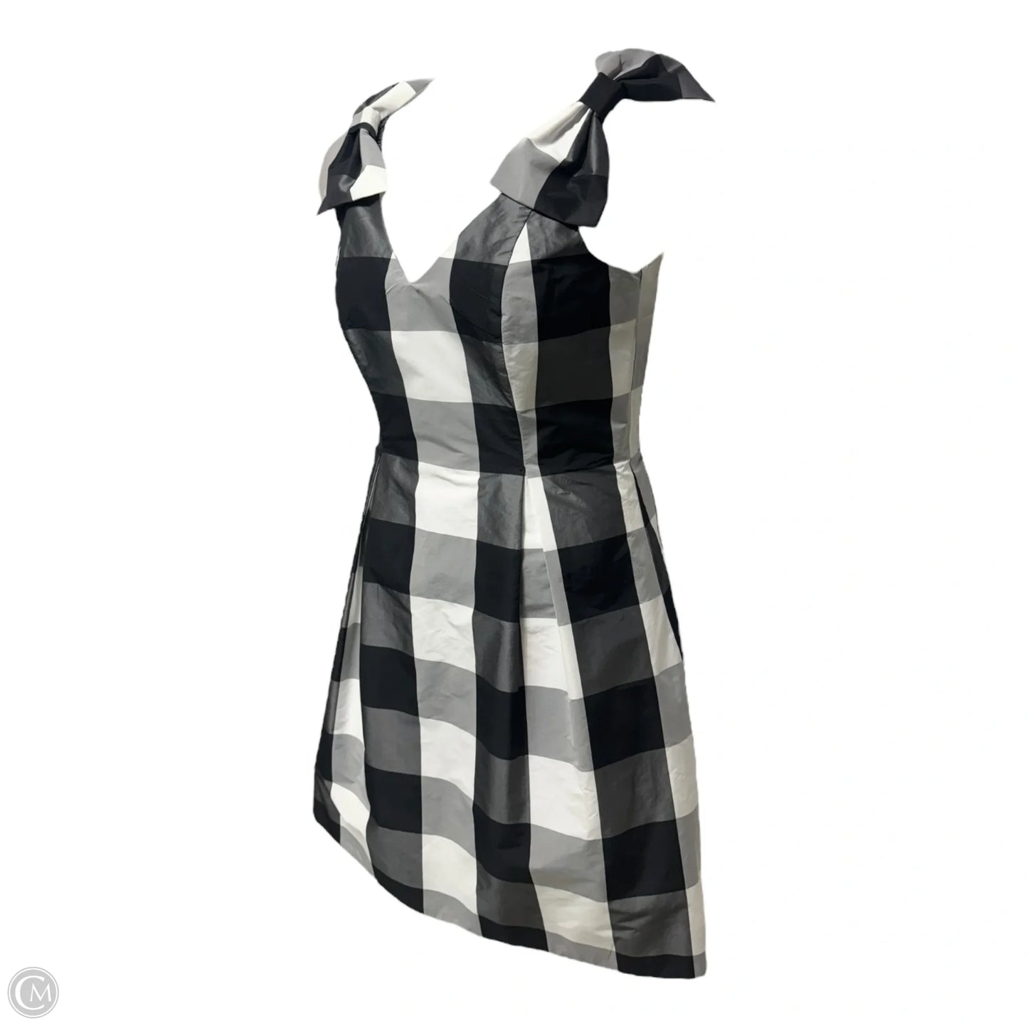 Penelope Bow Gingham Taffeta Dress Casual Short By Tyler Boe In Checkered Pattern, Size: 8