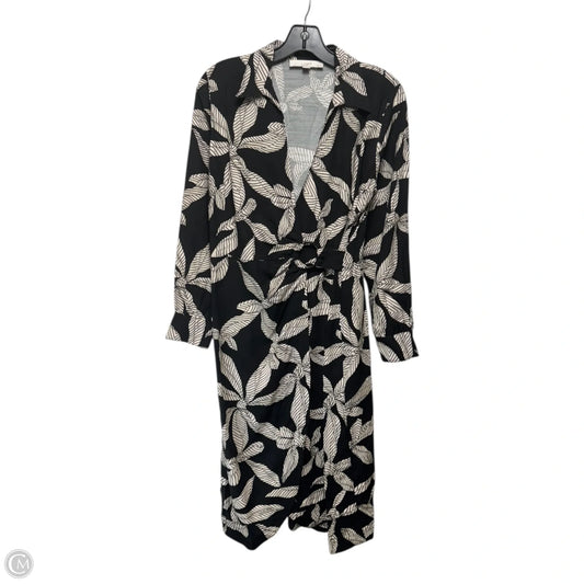 Dress Casual Midi By Loft In Black & Cream, Size: 4p