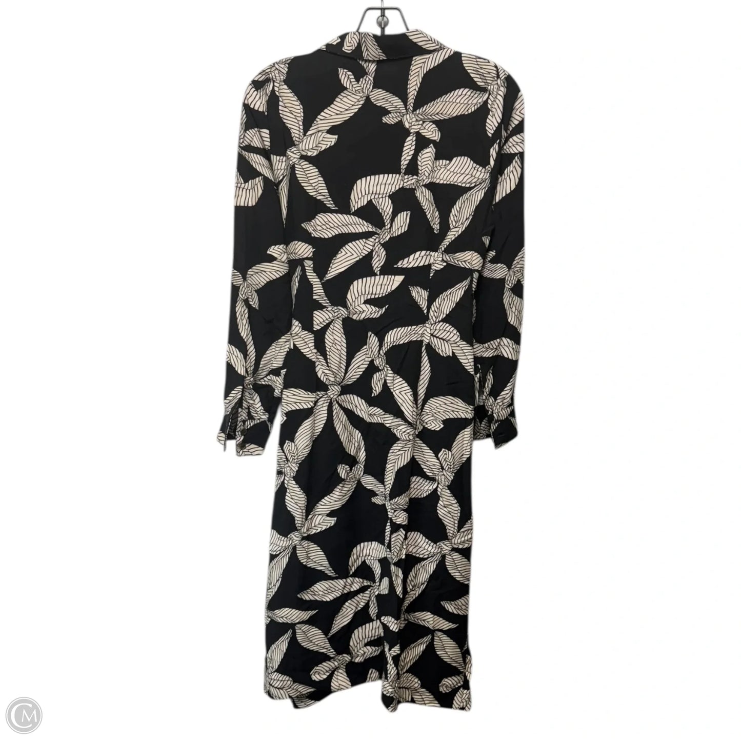 Dress Casual Midi By Loft In Black & Cream, Size: 4p