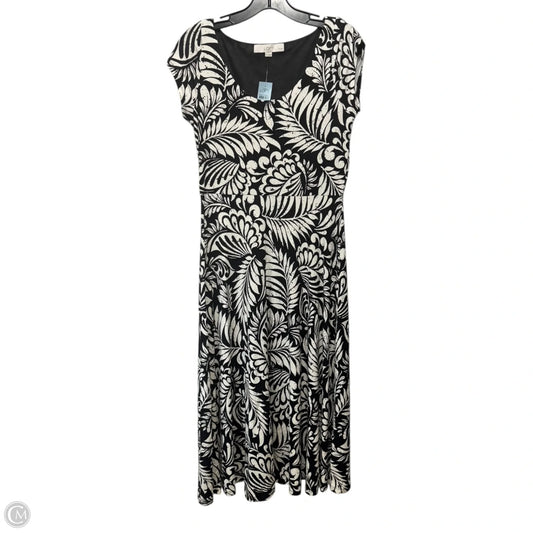 Dress Casual Midi By Loft In Black & Cream, Size: Sp