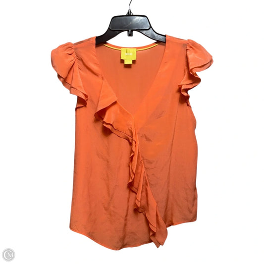 Dipped Chrome Silk Ruffle Top Sleeveless By Maeve In Coral, Size: 2
