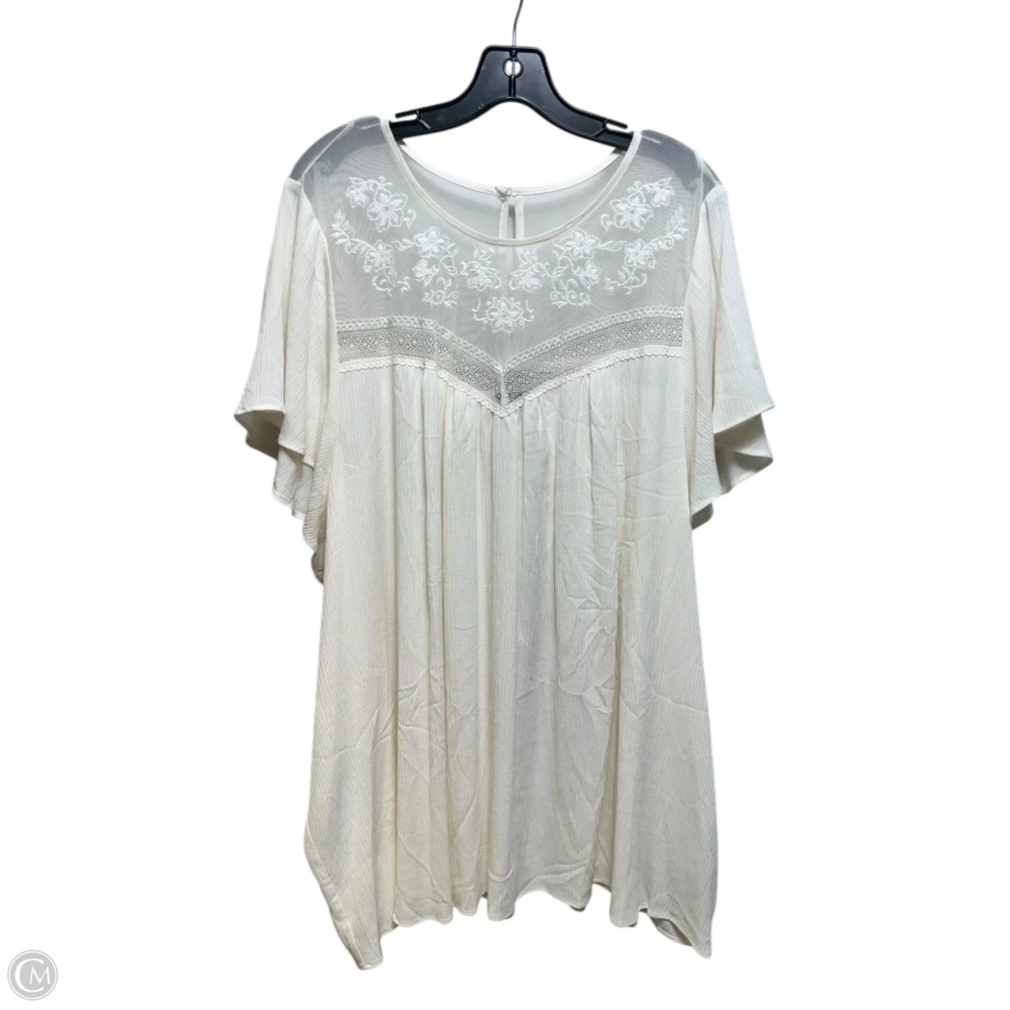 Crinkle Gauze Lace Blouse By Torrid In Cream, Size: 5