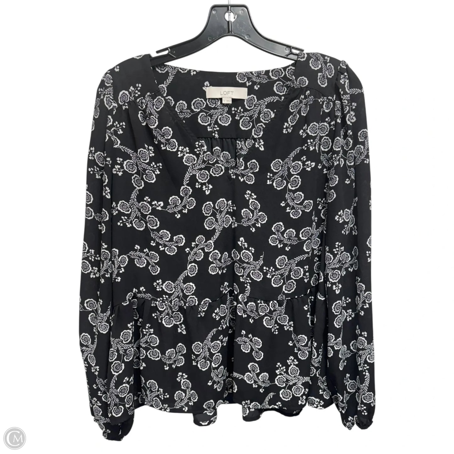 Top Long Sleeve By Loft In Black & White, Size: S