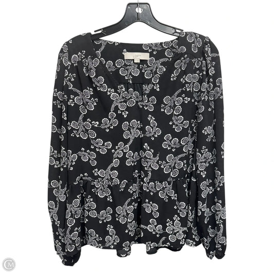 Top Long Sleeve By Loft In Black & White, Size: S