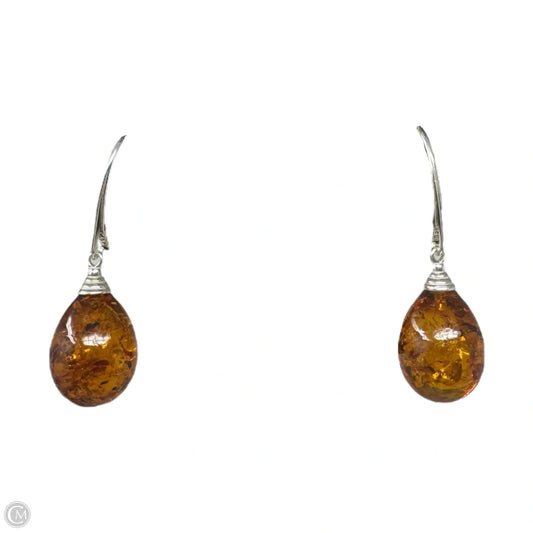 Amber & Sterling Silver Teardrop Earrings