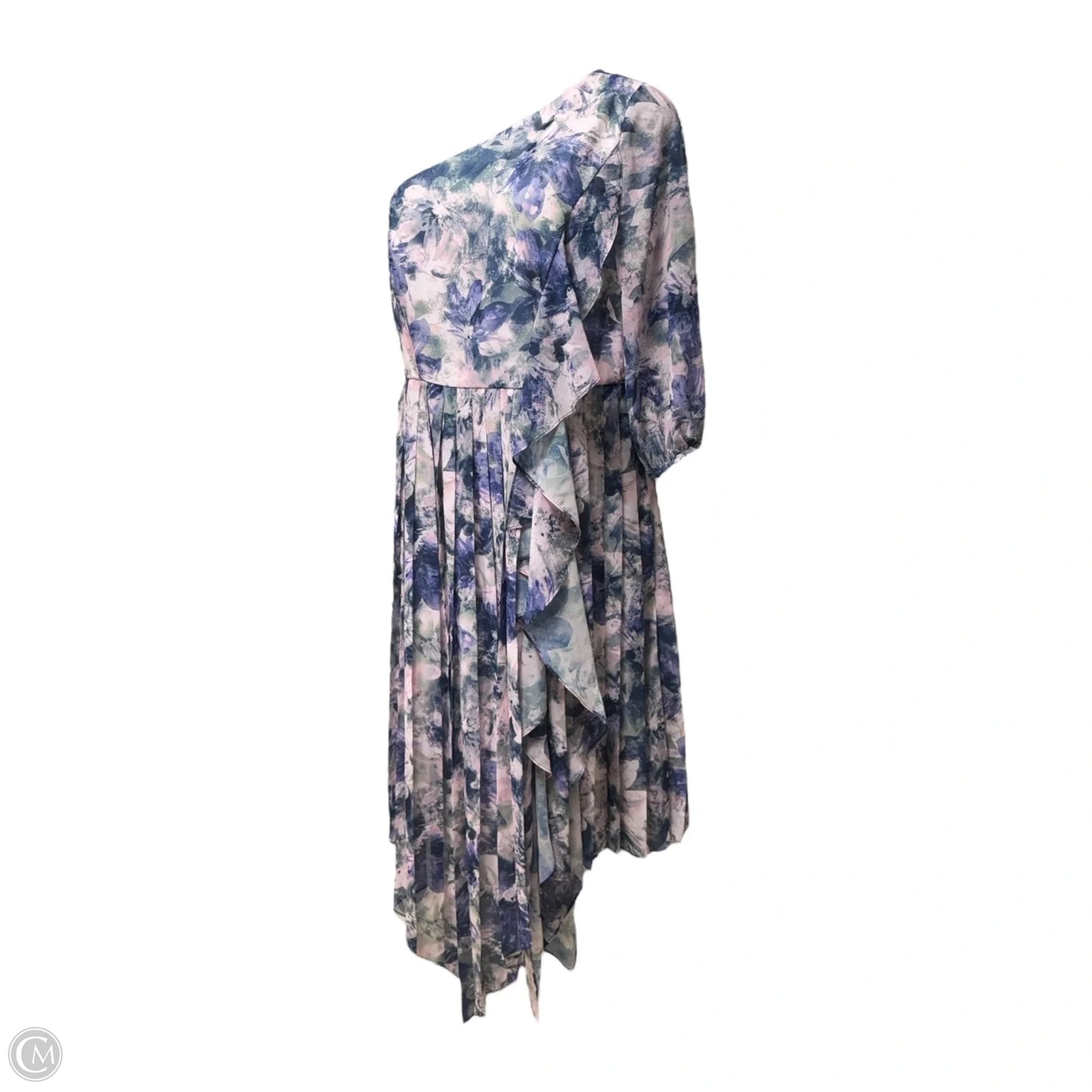 Kaylee One Shoulder Midi Dress By Kay Unger In Floral Print, Size: 16