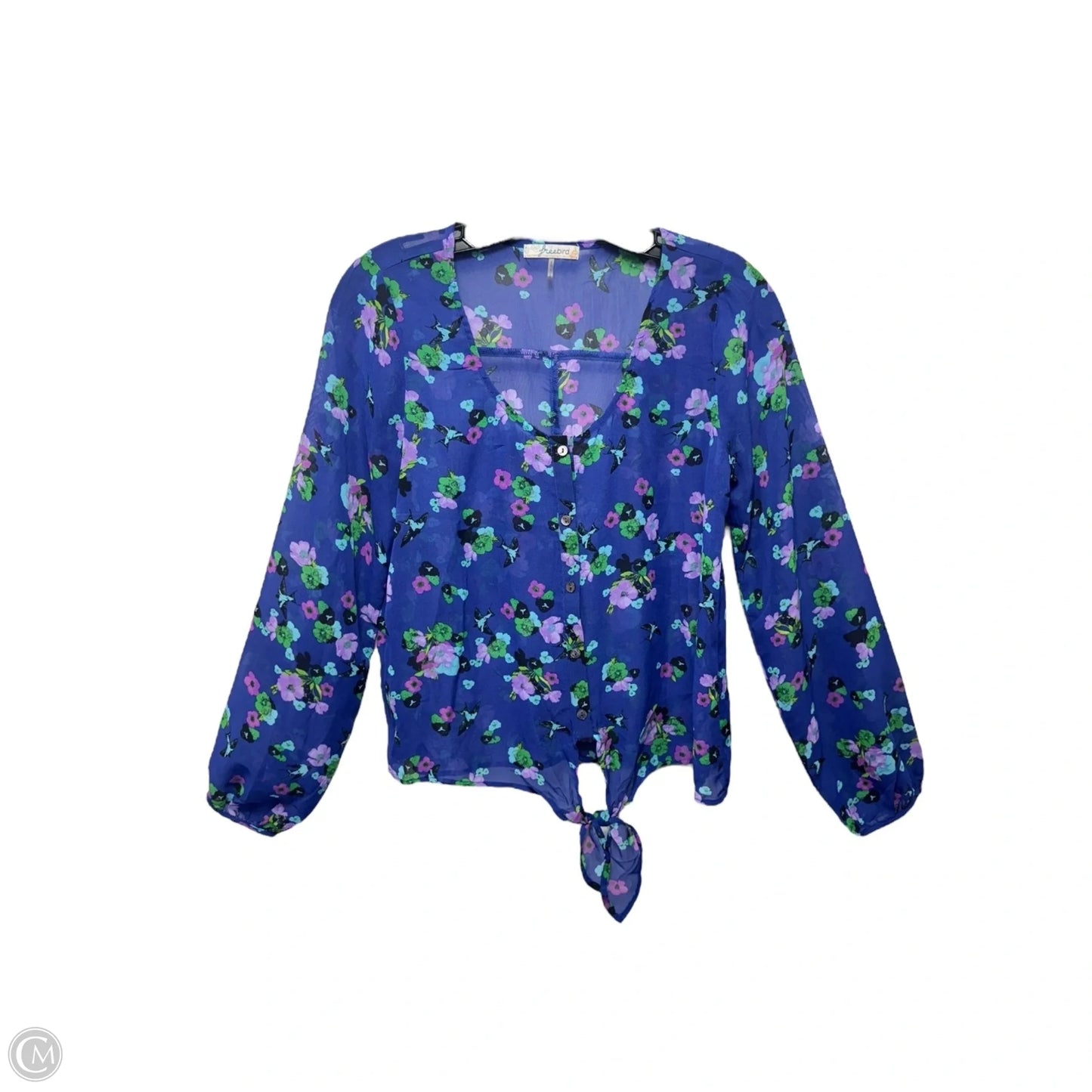 Top Long Sleeve By Freebird In Floral Print, Size: M