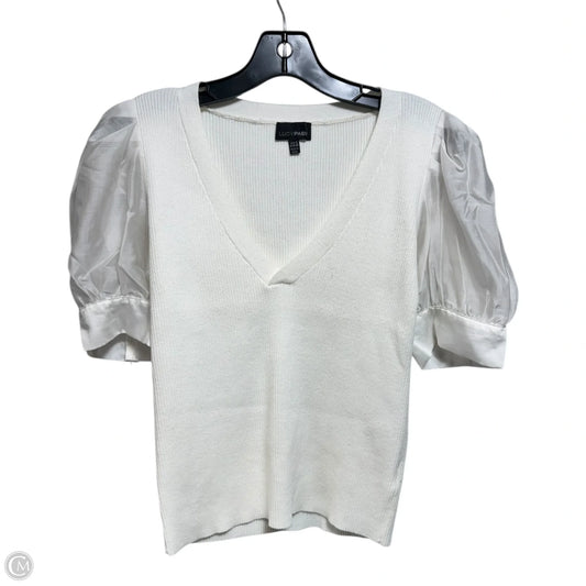 Knit Top Short Sleeve By Lucy Paris In Cream, Size: S