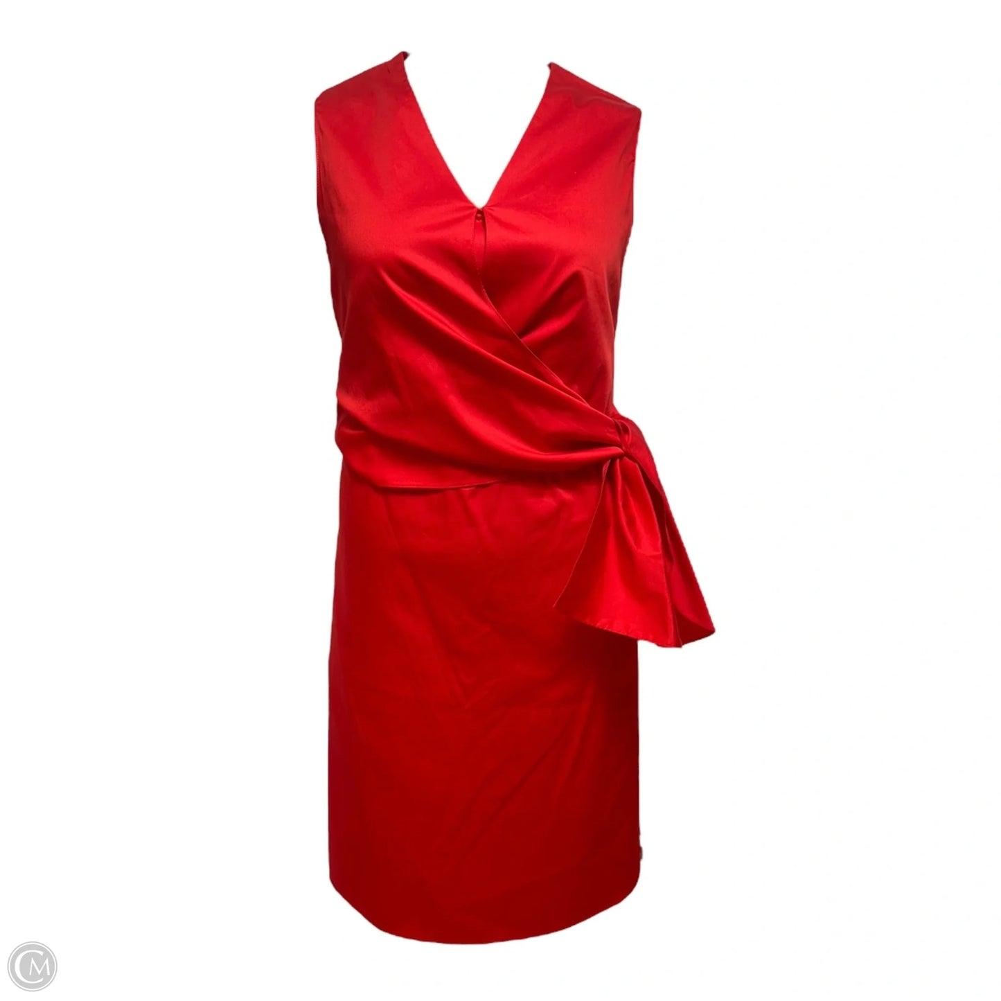 Cotton Side Tie Dress Casual Midi By Akris In Red, Size: 12