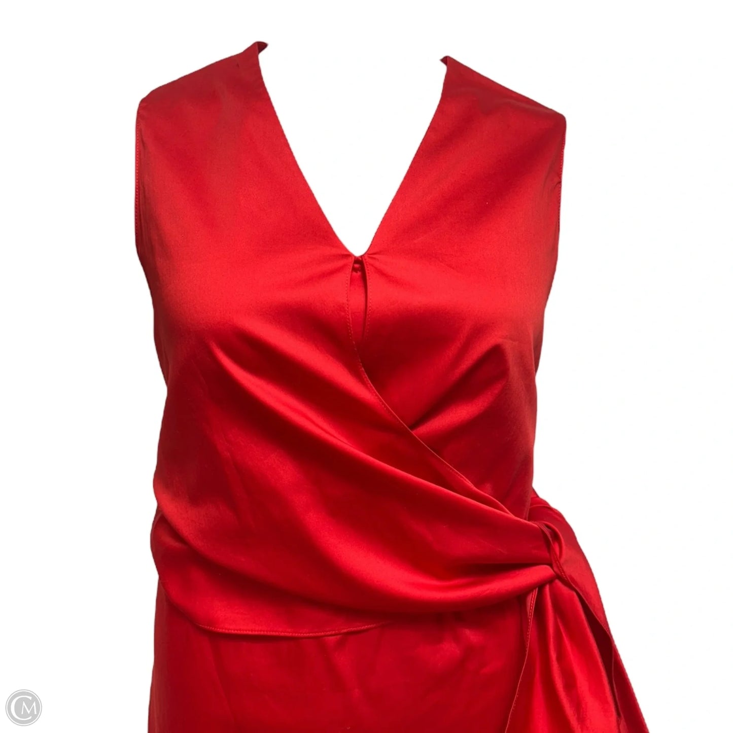 Cotton Side Tie Dress Casual Midi By Akris In Red, Size: 12