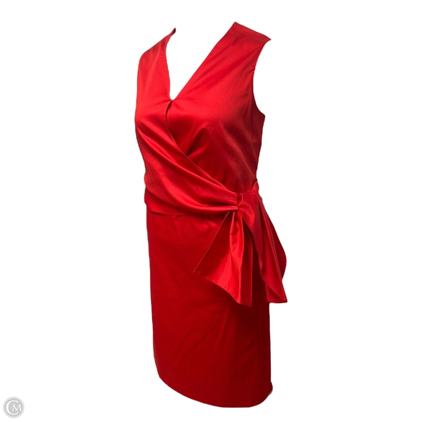 Cotton Side Tie Dress Casual Midi By Akris In Red, Size: 12