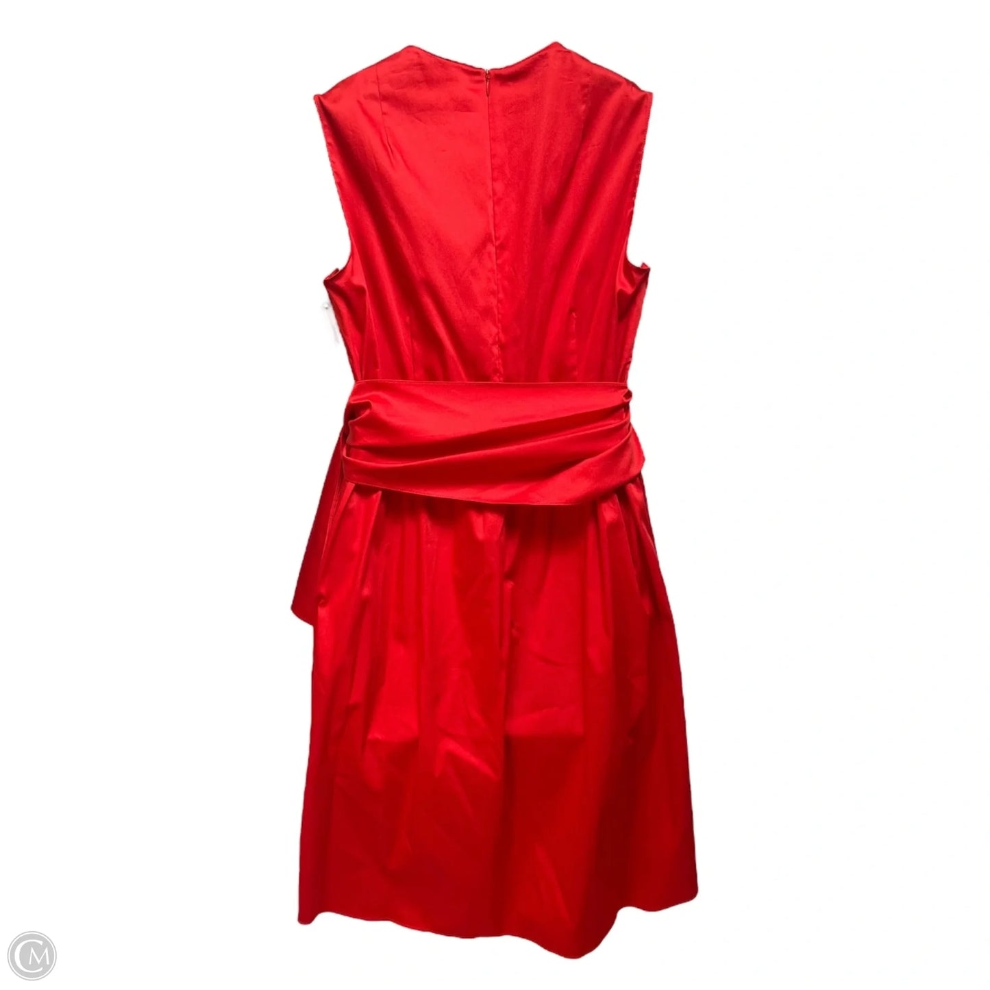 Cotton Side Tie Dress Casual Midi By Akris In Red, Size: 12