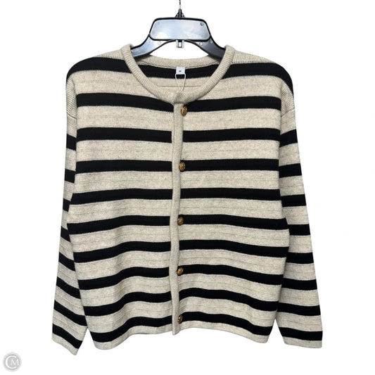 Sweater Cardigan By Made With Love In Striped Pattern, Size: M