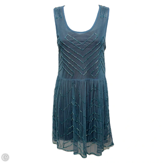 Embellished Mesh Sheer Mini Dress By Free People In Teal, Size: XS