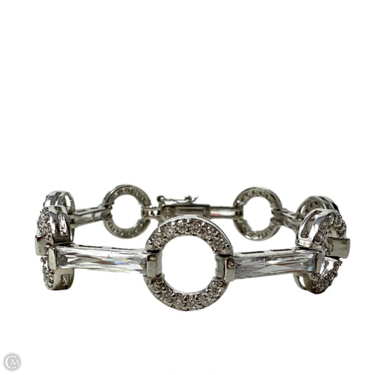 925 Sterling Silver & Round CZ Link Bracelet By Unbranded