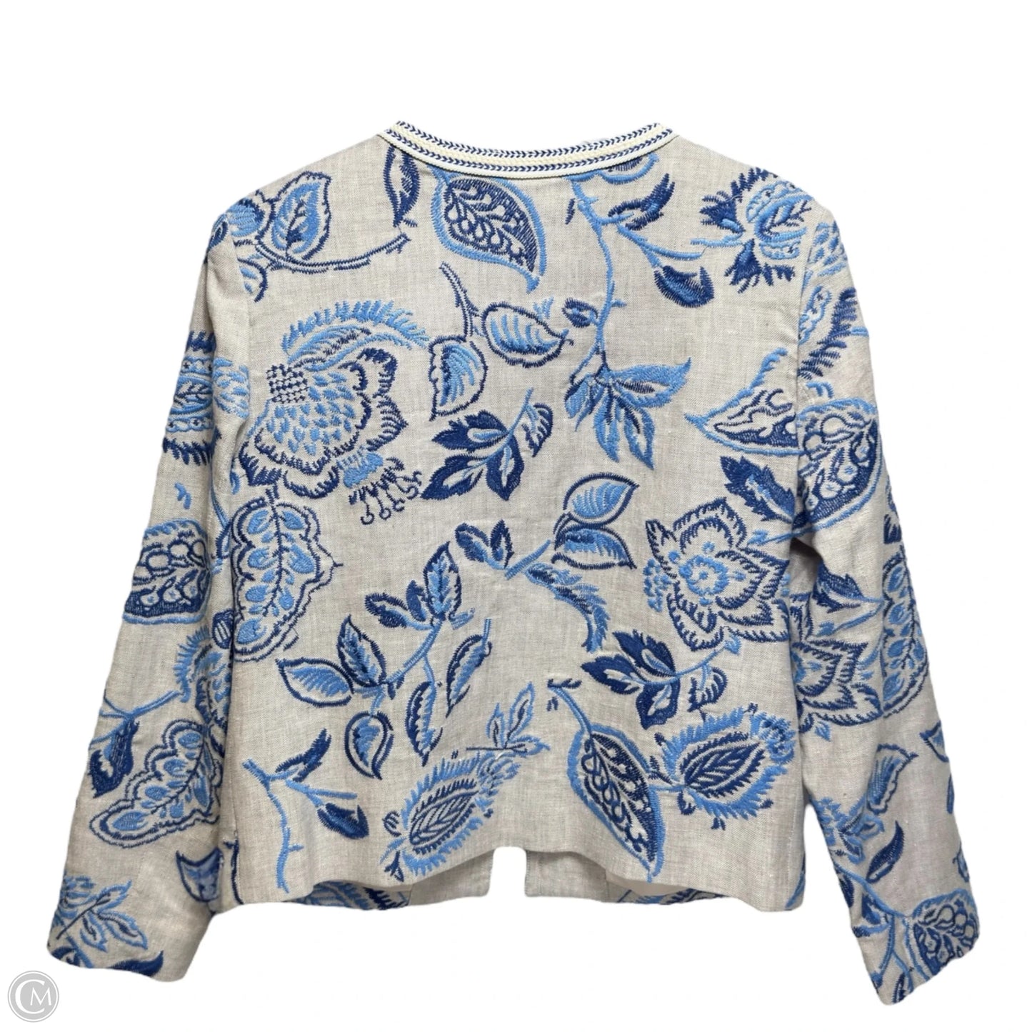 Kinsey Linen Embroidered Jacket By J Mclaughlin In Paisley Print, Size: L