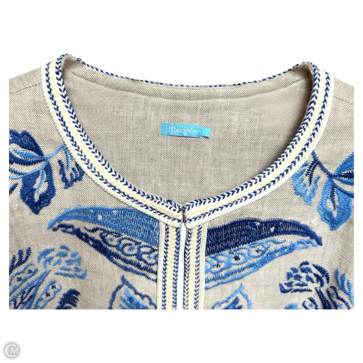 Kinsey Linen Embroidered Jacket By J Mclaughlin In Paisley Print, Size: L