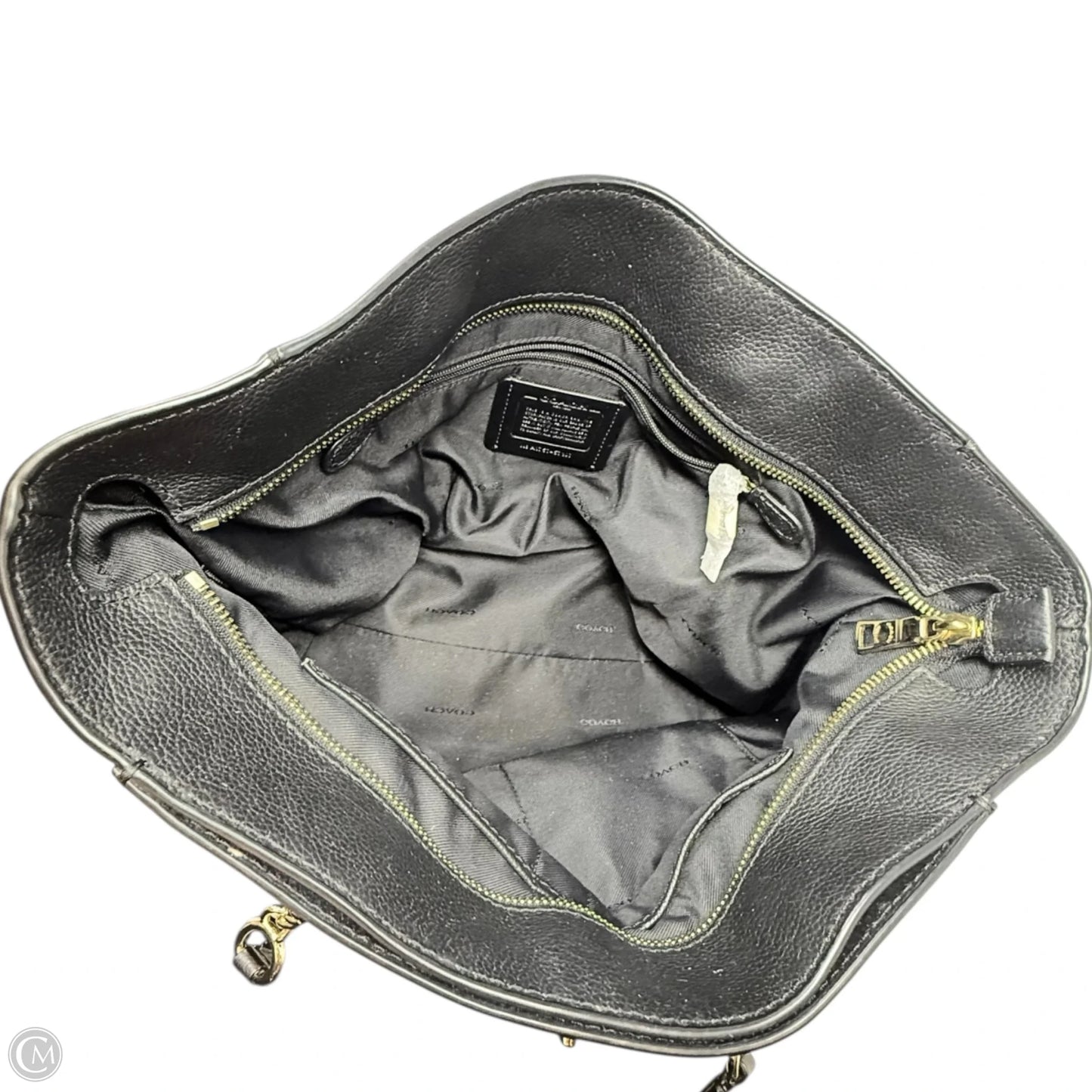 Pebbled Leather Turnlock Chain Tote Designer By Coach, Size: Medium