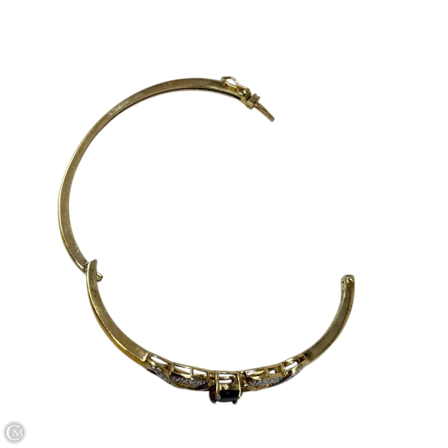 Diamond & Sapphire Vermeil Hinged Bangle Bracelet By Cmc