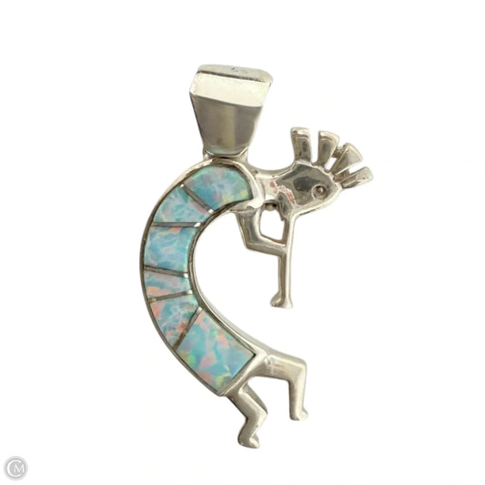 Sterling Silver Opal Inlay Kokopelli Pendant By Stamped WN