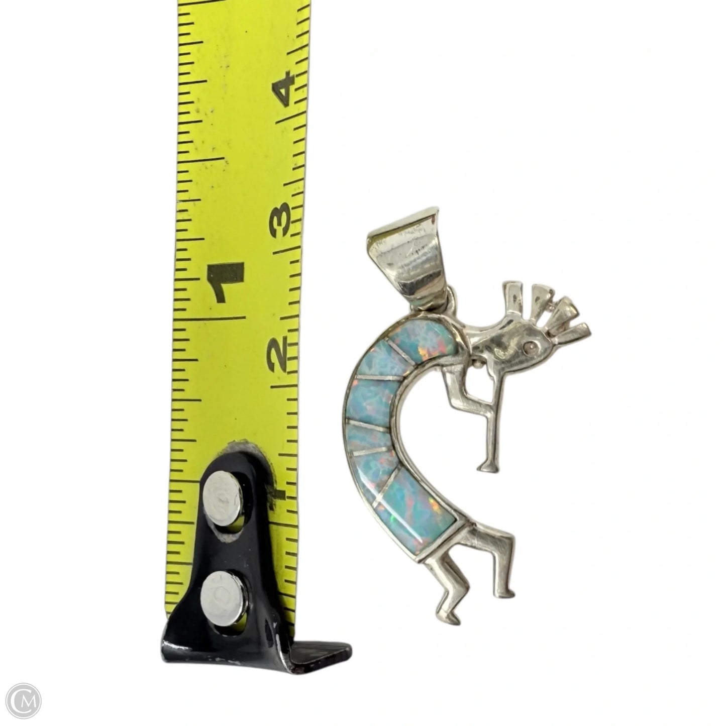 Sterling Silver Opal Inlay Kokopelli Pendant By Stamped WN