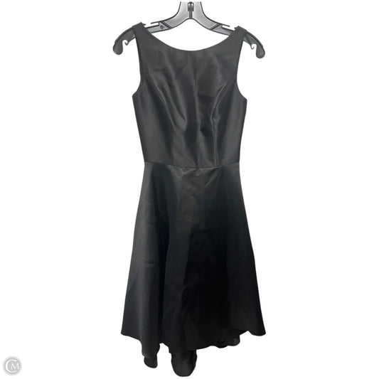 Bateau Neck Satin High Low Cocktail Dress By Alfred Sung In Black, Size: 0