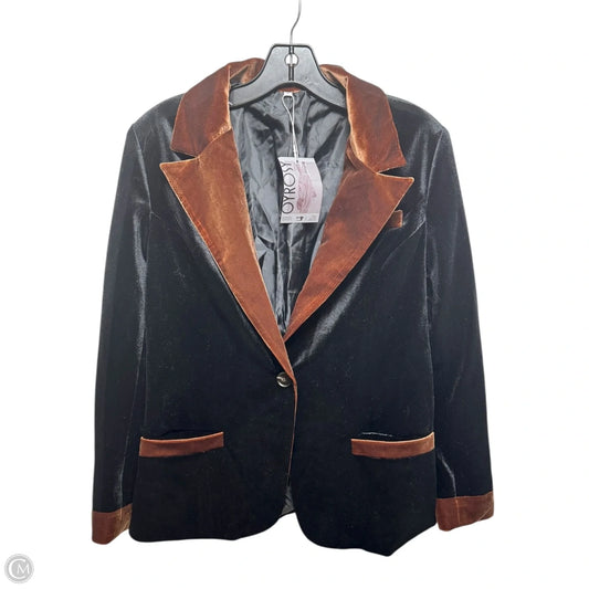 Velvet Blazer By Oyrosy In Black & Brown, Size: S