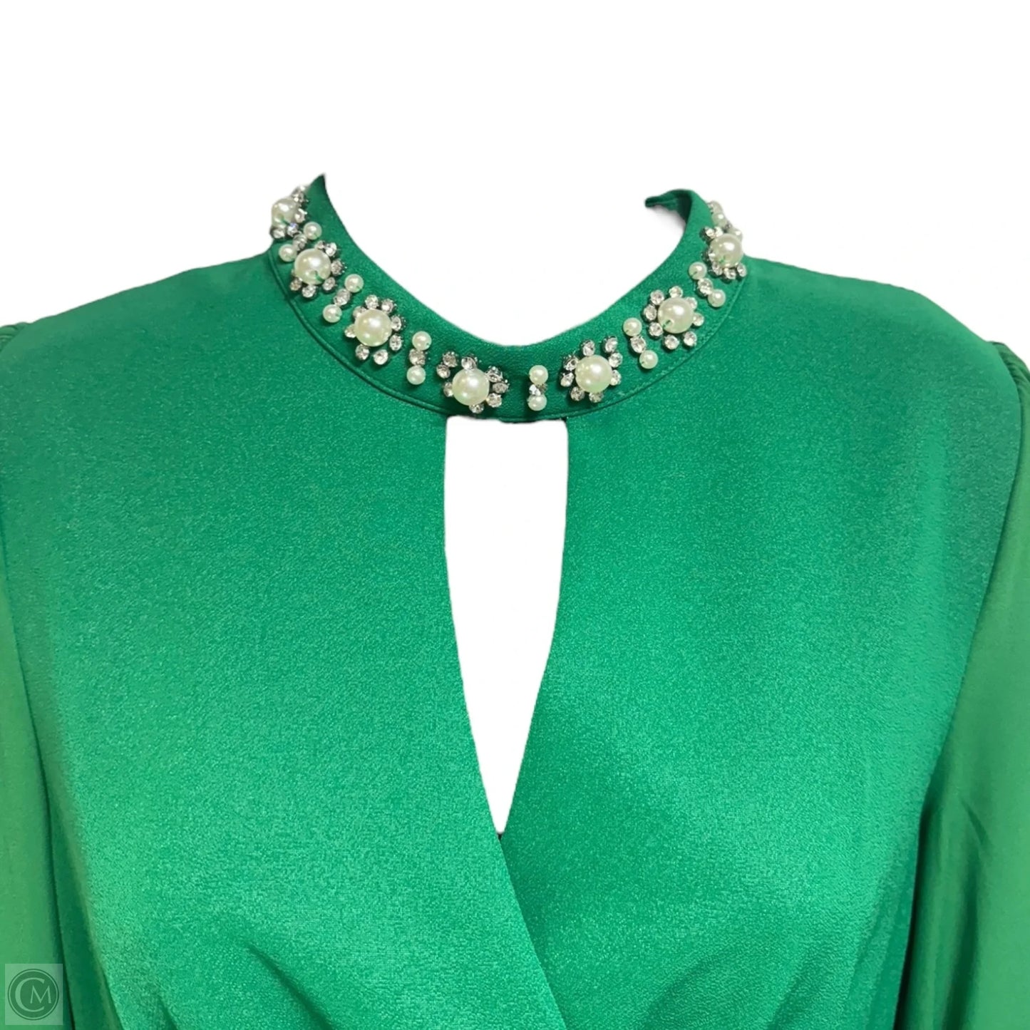 Beaded High Neck Party Midi Dress Bciopll In Green, Size: S