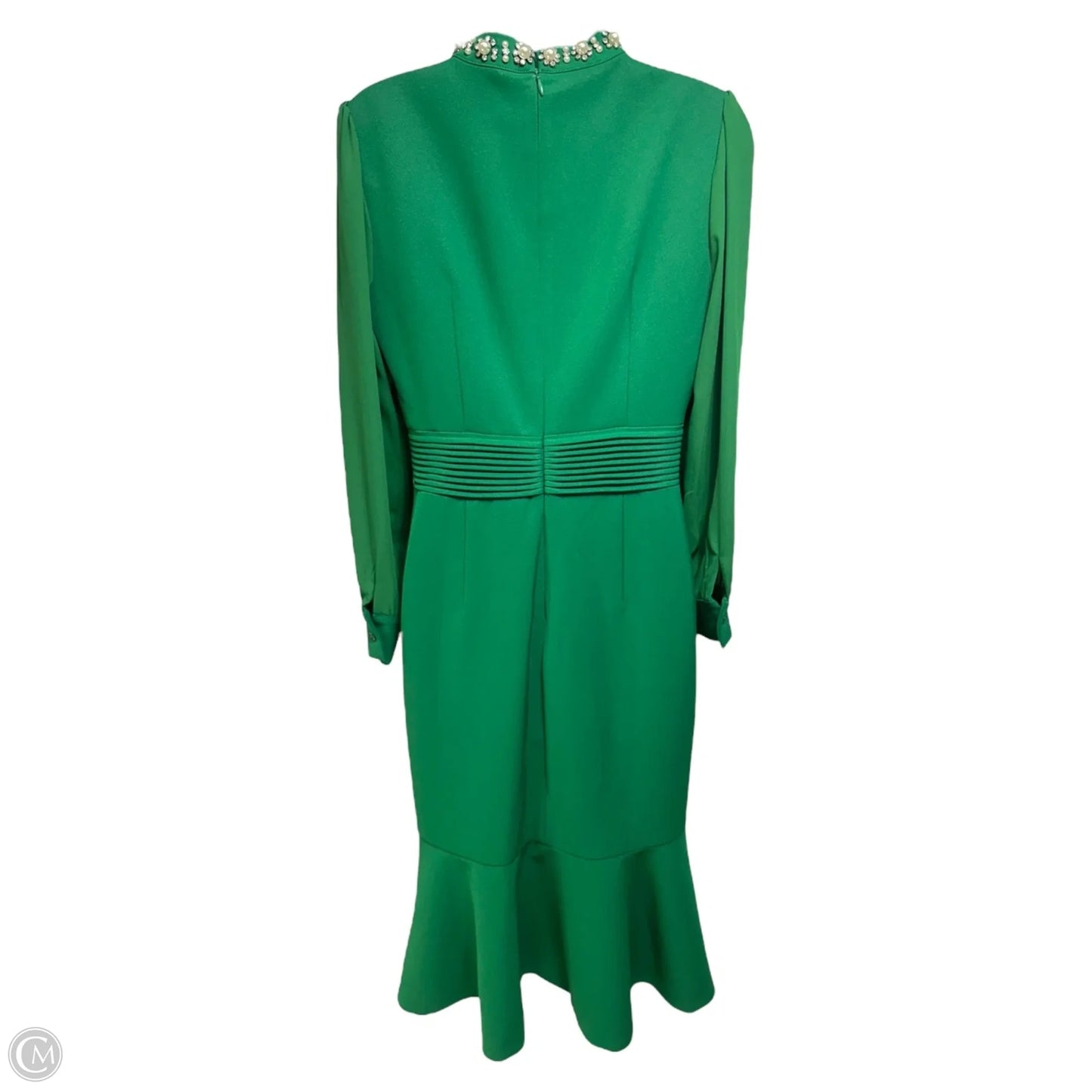 Beaded High Neck Party Midi Dress Bciopll In Green, Size: S
