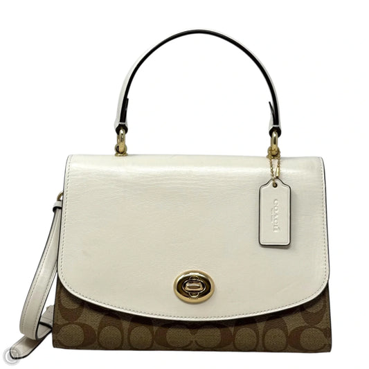 Signature Tilly Satchel Designer By Coach In Khaki/Chalk, Size: Medium