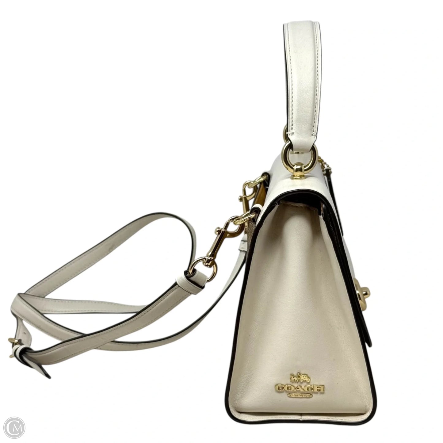 Signature Tilly Satchel Designer By Coach In Khaki/Chalk, Size: Medium