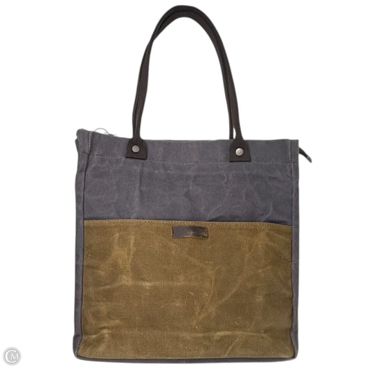 Waxed Canvas Tote Bag with Genuine Leather Trim By Unbranded, Size: Medium