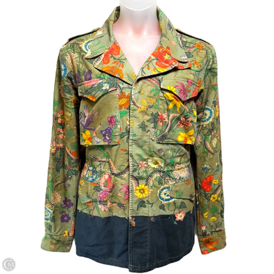 Flora Snake Utility Jacket w/ Tags  Luxury Designer By Gucci In Floral Print, Size: US XL/IT 50