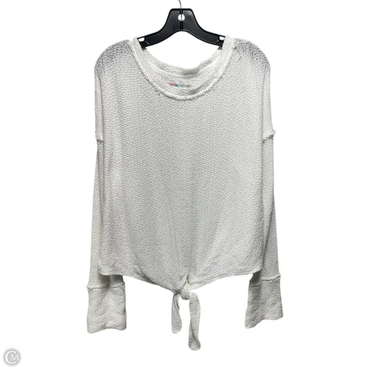 Knit Tie Front Sweater Top Long Sleeve By Free People In White, Size: L