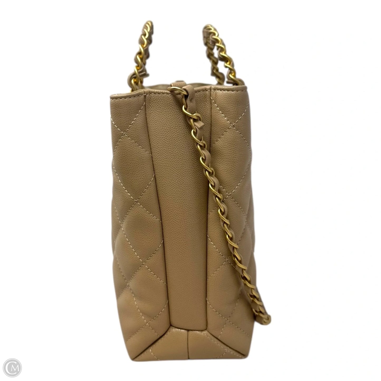 RARE 24S Coco Shiny Caviar Quilted Chain Top Handle Shopping Bag Luxury Designer By Chanel, Size: Medium