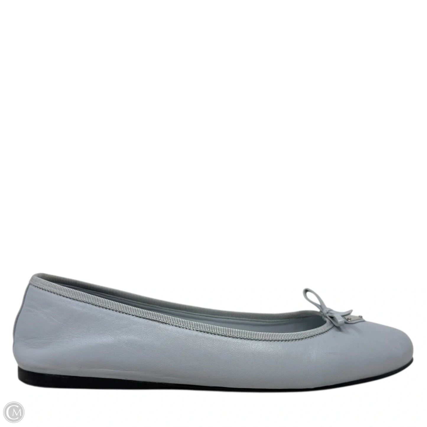 Nappa Lambskin Leather Bow Ballerina Flats Luxury Designer By Prada In Cornflower (Fiordaliso), Size: US 9/IT 39