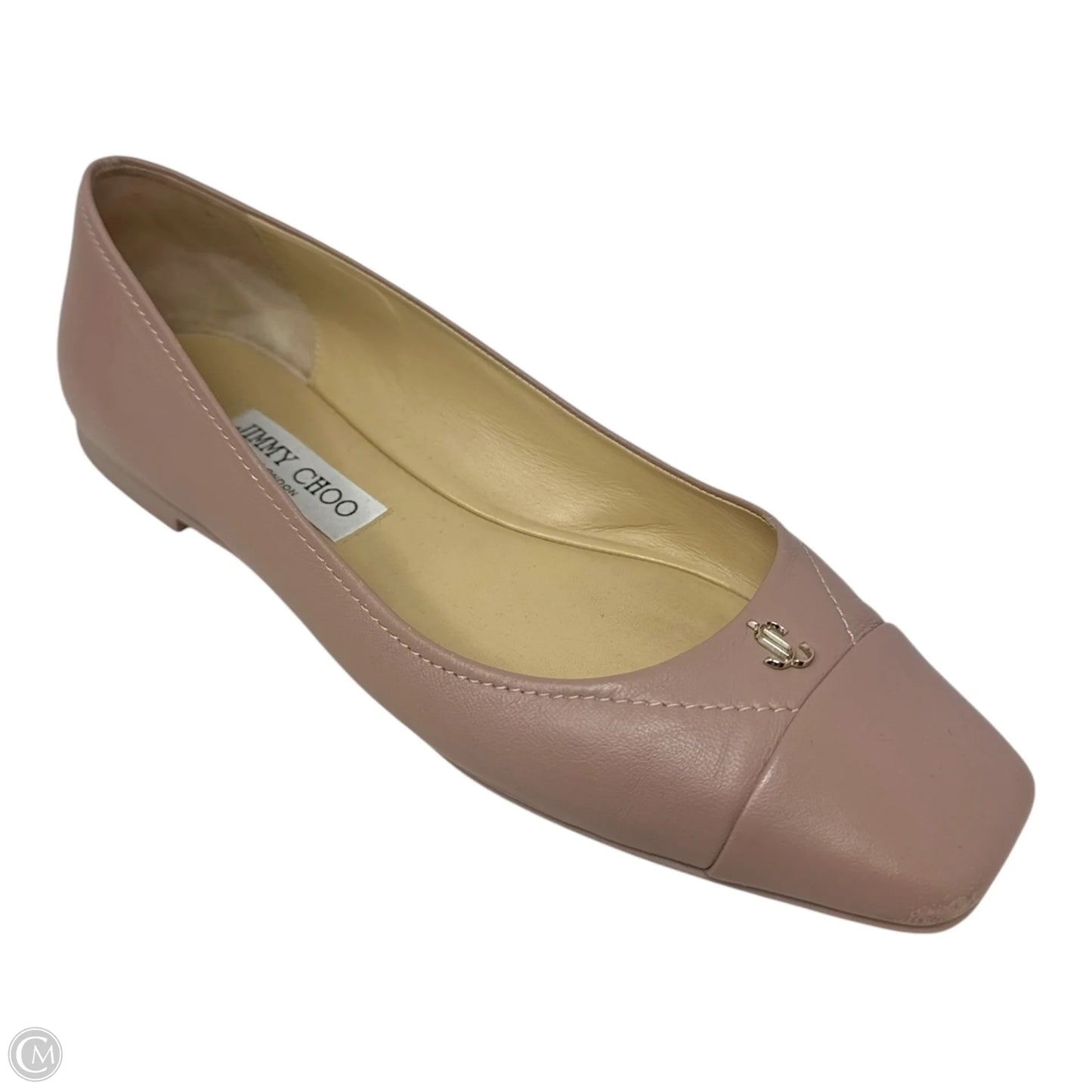 Gisela Napa Leather Ballet Flat Shoes Luxury Designer By Jimmy Choo In Tan, Size: 9