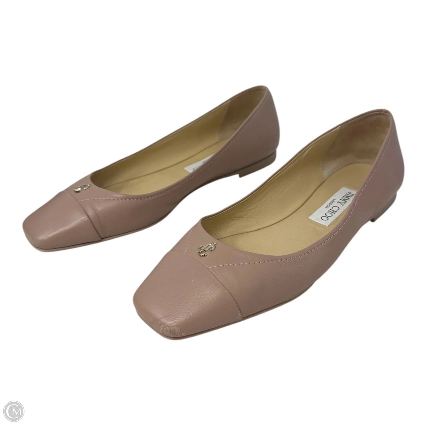 Gisela Napa Leather Ballet Flat Shoes Luxury Designer By Jimmy Choo In Tan, Size: 9