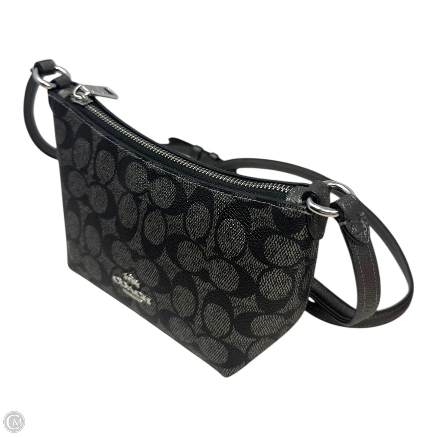 Signature Monogram Zip Top Crossbody Handbag Designer By Coach, Size: Small