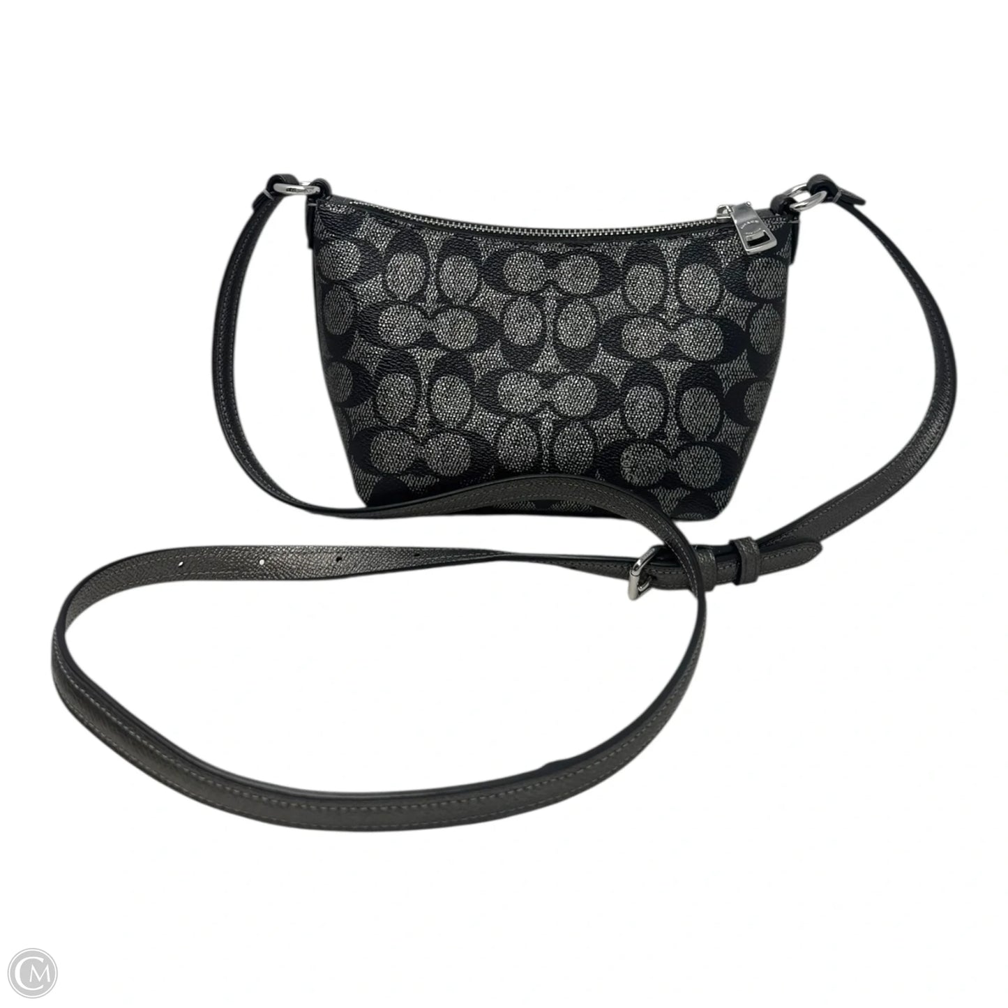Signature Monogram Zip Top Crossbody Handbag Designer By Coach, Size: Small