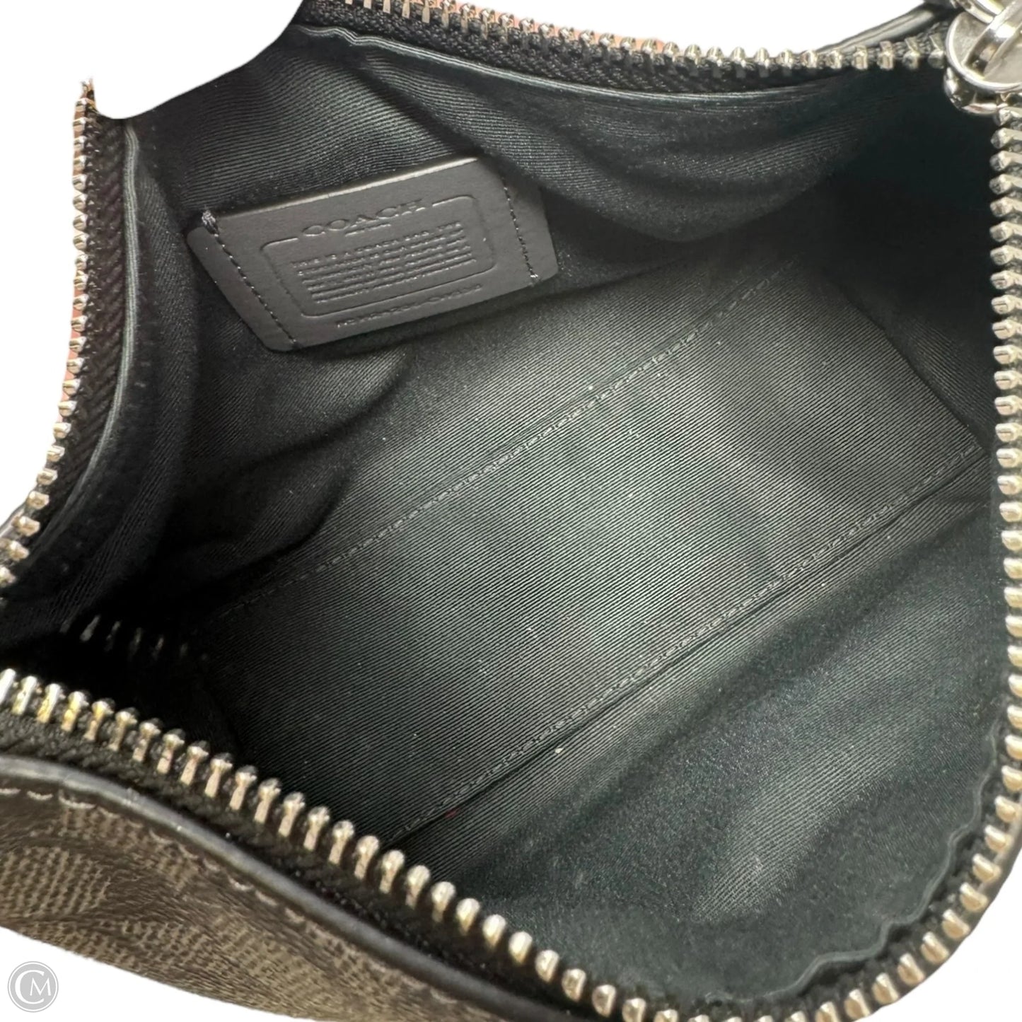 Signature Monogram Zip Top Crossbody Handbag Designer By Coach, Size: Small