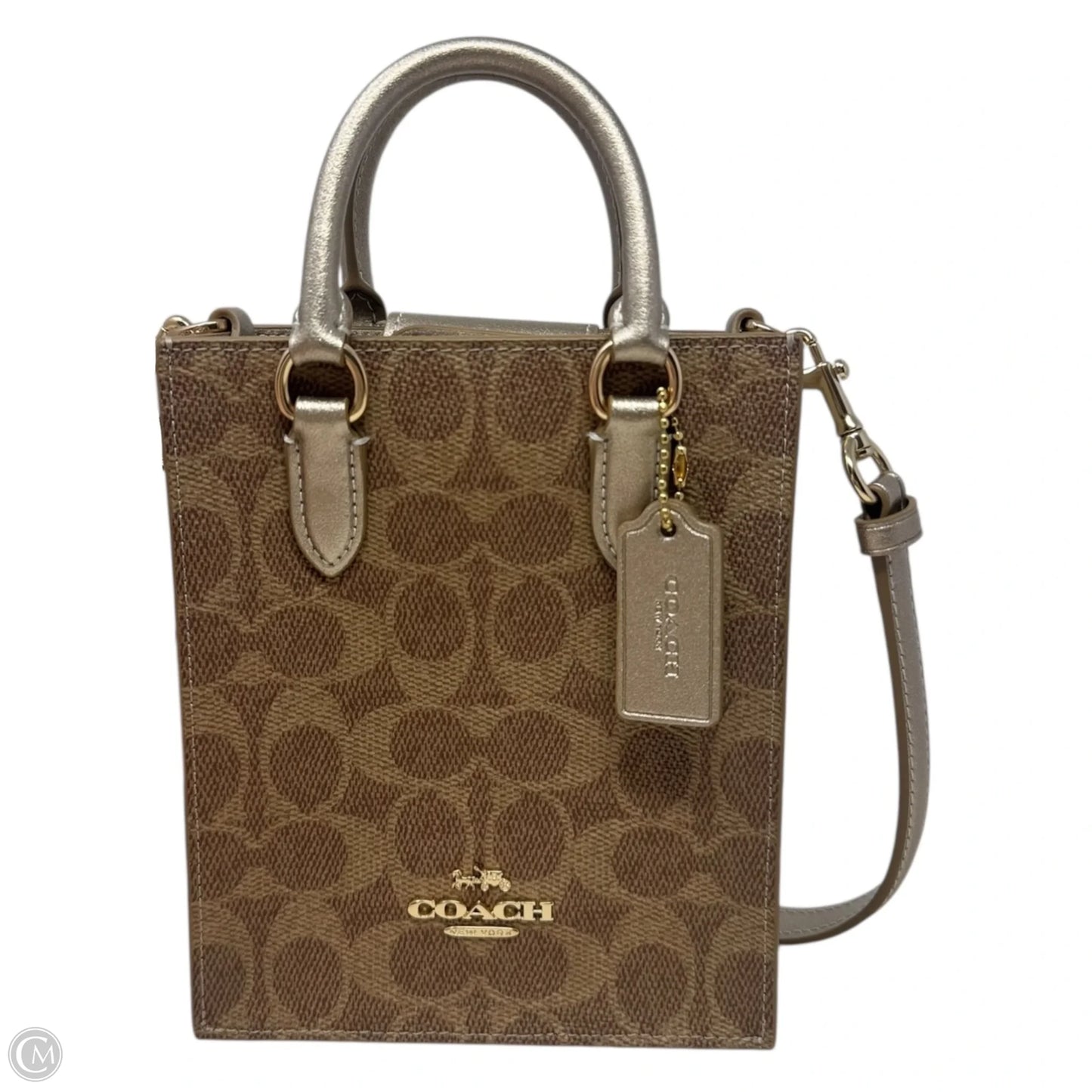 Boxed Mini Tote Crossbody Handbag Designer By Coach, Size: Small